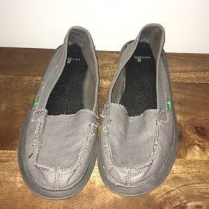 Gray Sparkly Sanuk Slip Ons